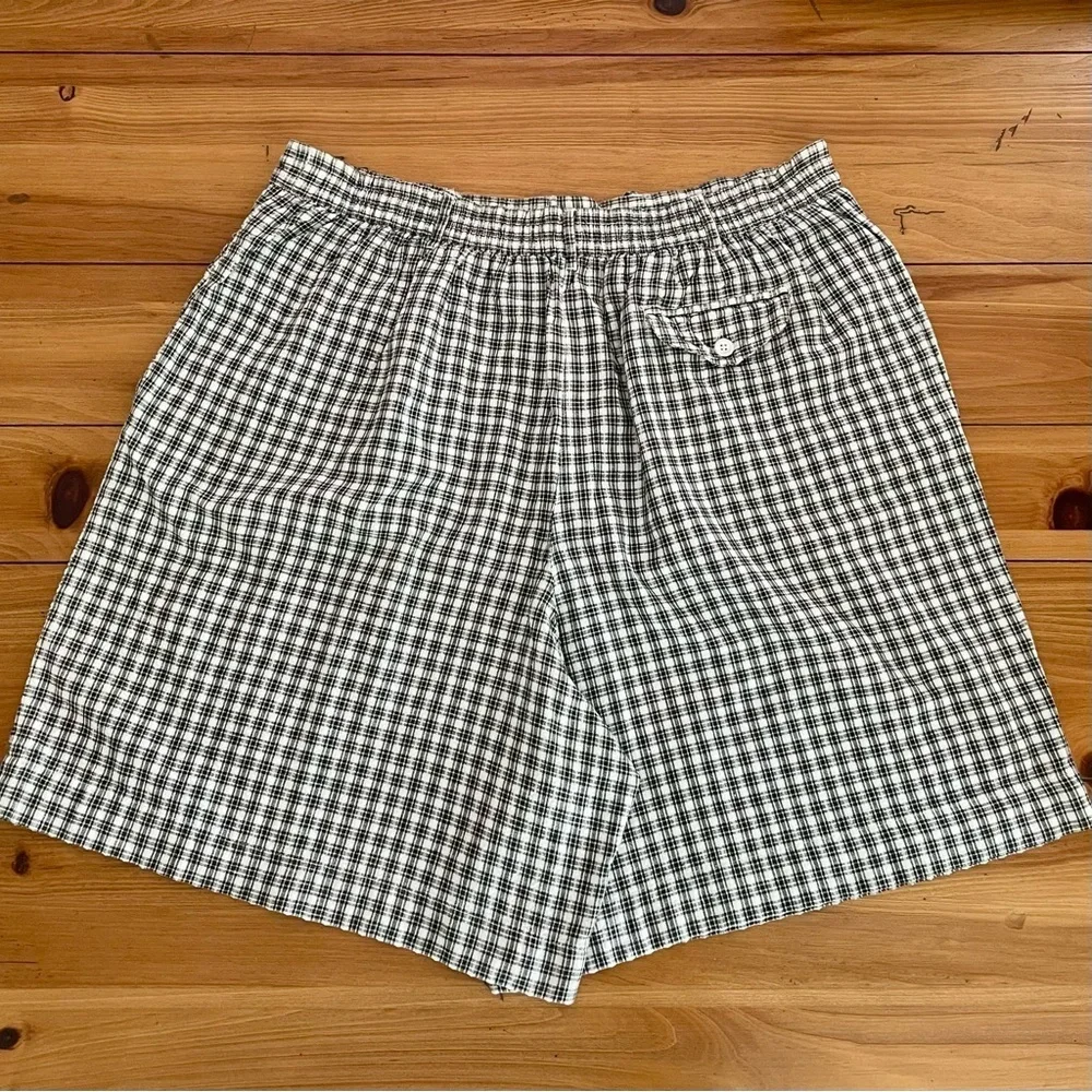 Vintage Karen Scott High-Waisted Cotton Shorts Black/White Check Plaid Size 20W